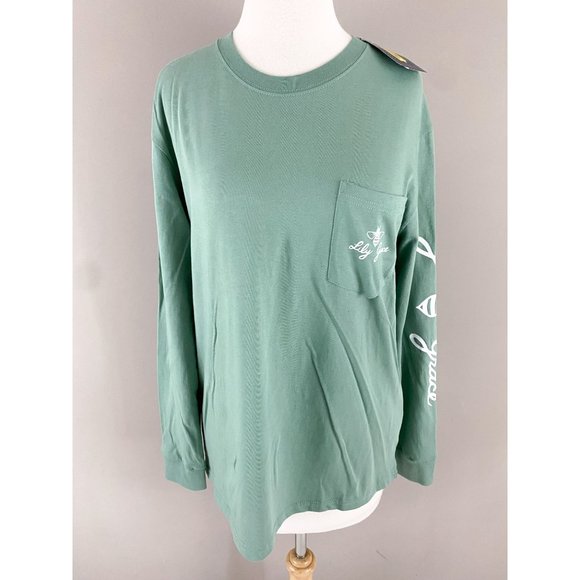 Lily Grace Green Long Sleeve Junk In The Trunk Fall Camping Truck Tee NEW Small - Picture 2 of 4